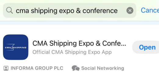 A screenshot of the CMA Shipping app in the App Store